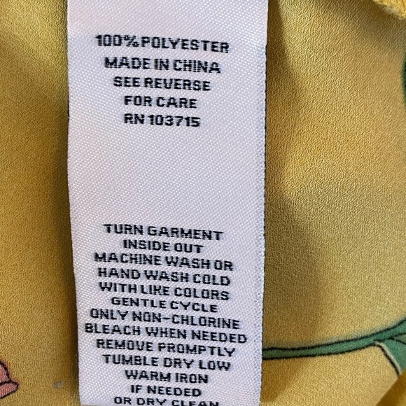 Nanette Lepore Yellow Floral Sleeveless Smock Neck Midi Dress size 4 - Picture 7 of 11